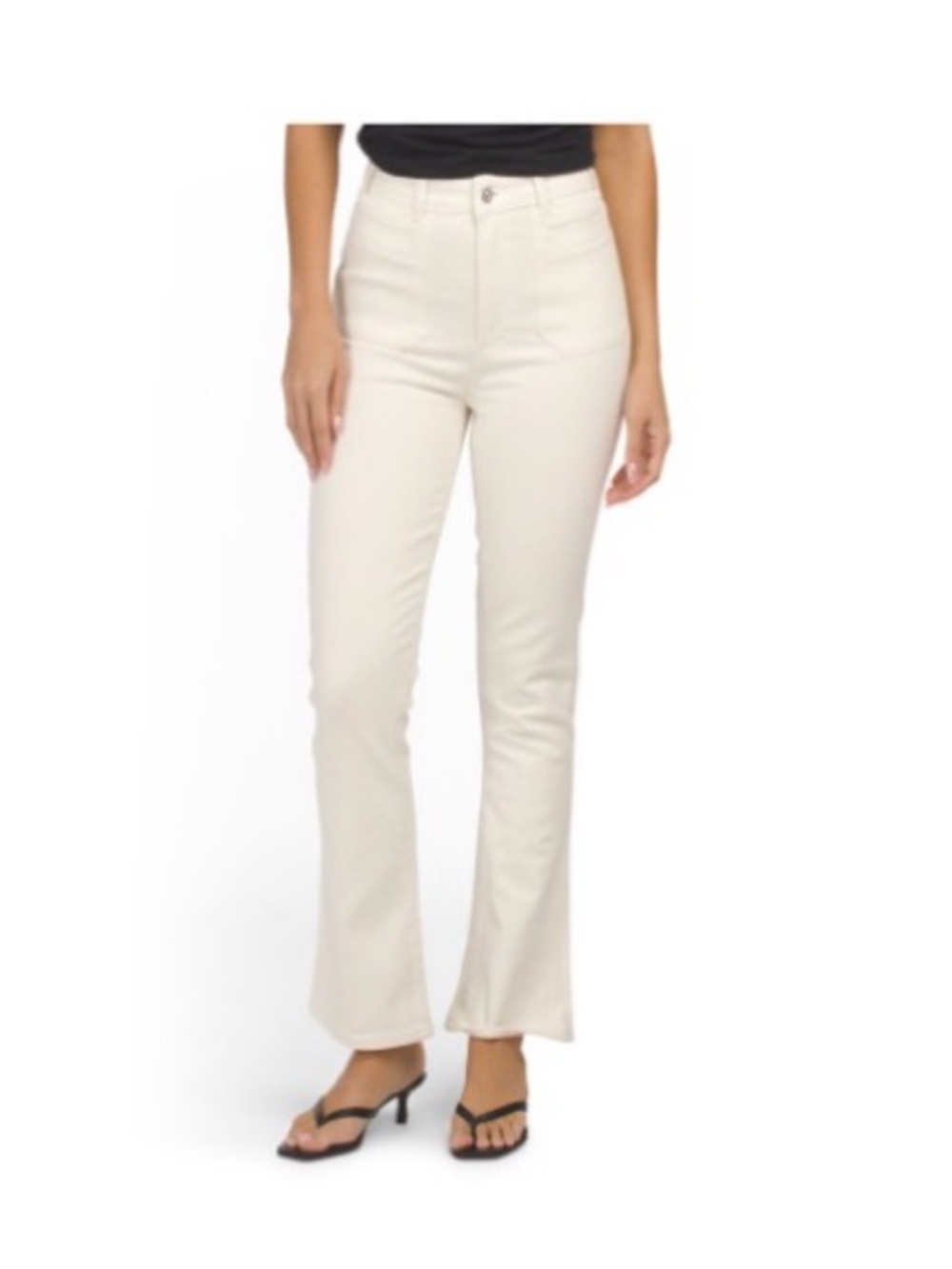 PAIGE Women's Tonal Ecru Claudine Utility Pocket Flare Jeans size 24
